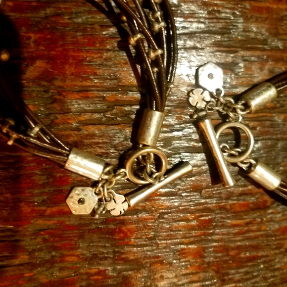 Leather Bracelets (2) w Silver Beading BNWT - Picture 2 of 5
